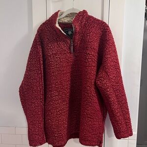Kj Brand Red and Cream Sherpa Jacket